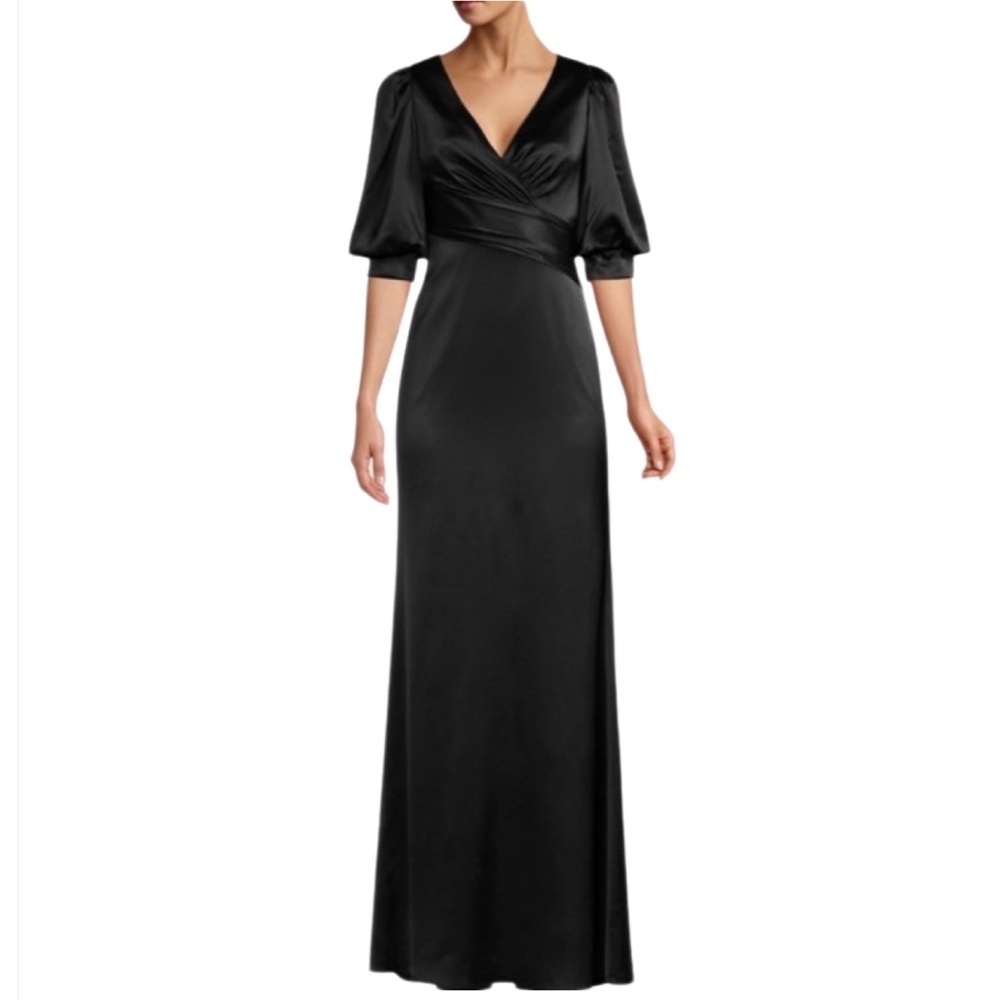NWT-Aidan Mattox Puff Sleeve Satin Gown - Picture 6 of 10